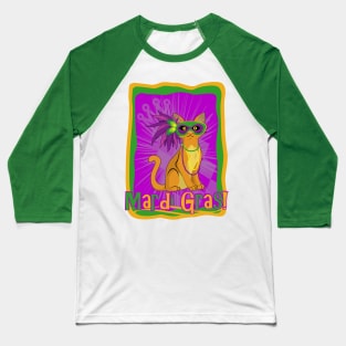 Mardi Gras Cat Baseball T-Shirt